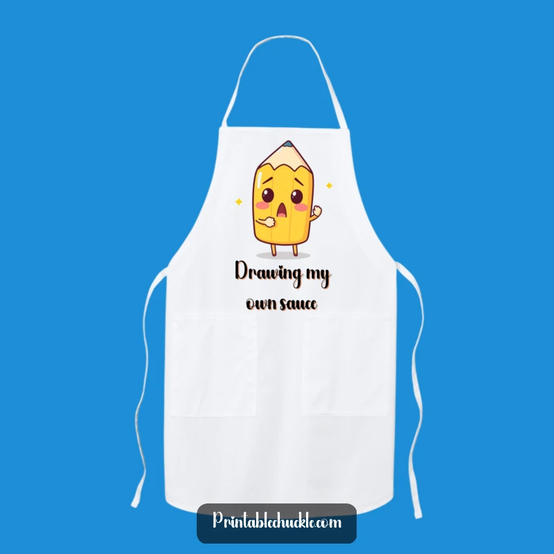 Funny Pencil Artist Apron: Self-Drawing Design, Practical Funny Gift