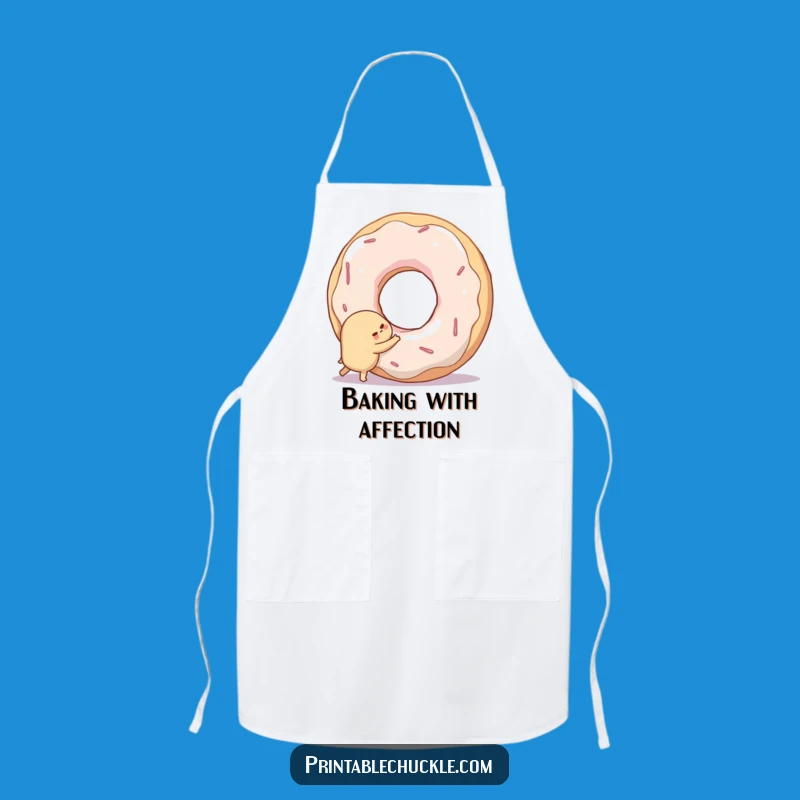 Funny Baking Apron: Shy Donut Hugging Hole - Kitchen Sweetness