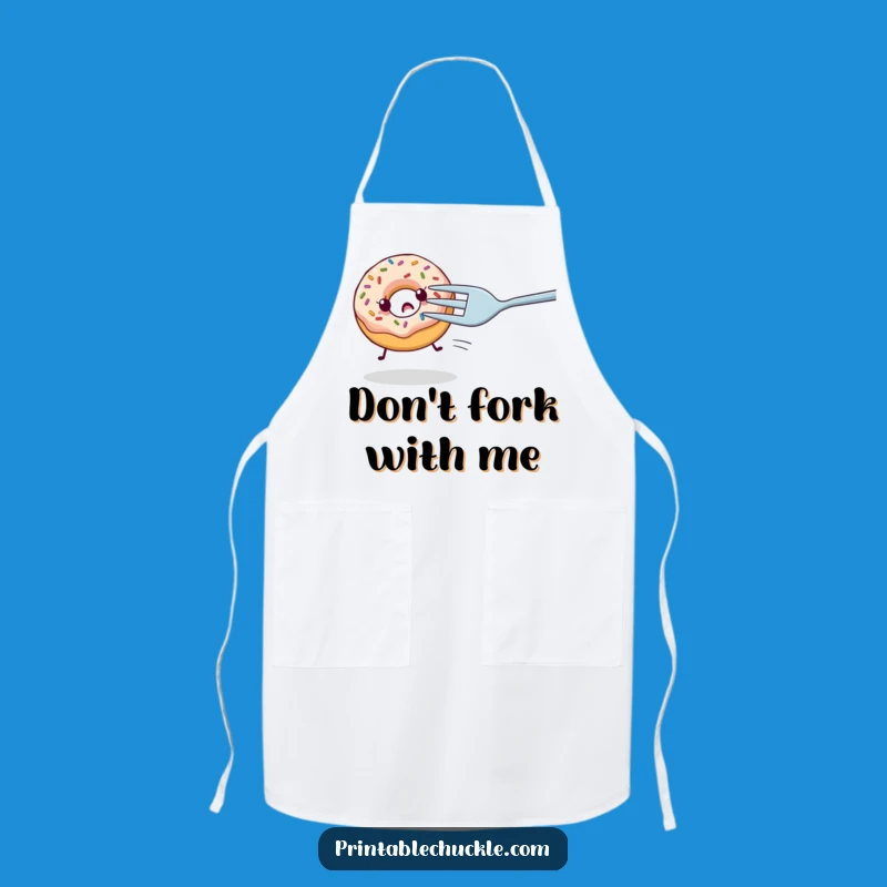 Funny Donut Fork Chase Apron - Hilarious Kitchen Gift