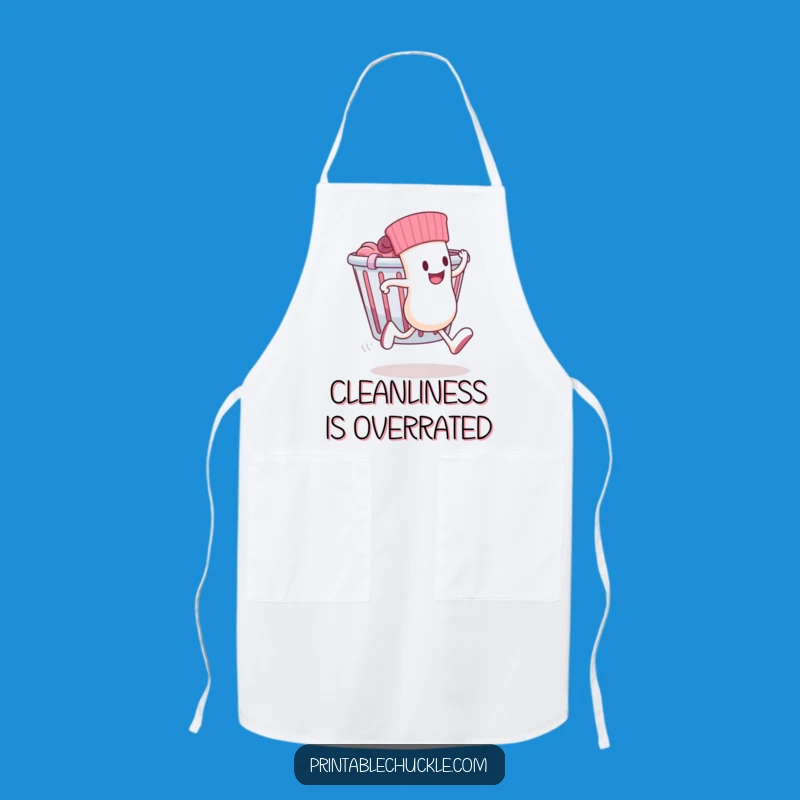 Funny Kitchen Apron: Sock Escapes Laundry Basket - Cooking Companion