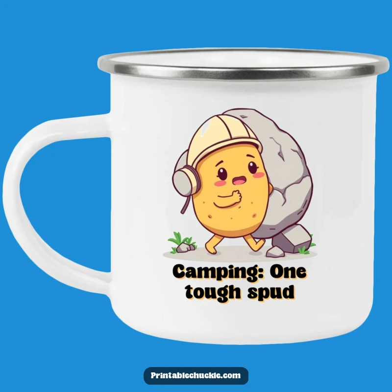 Funny Determined Potato Boulder Push Camping Mug - Adventure Power-Up