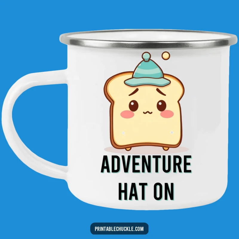 Funny Bewildered Toast Hat Camping Mug - Adventure Fuel for Laugh Lovers