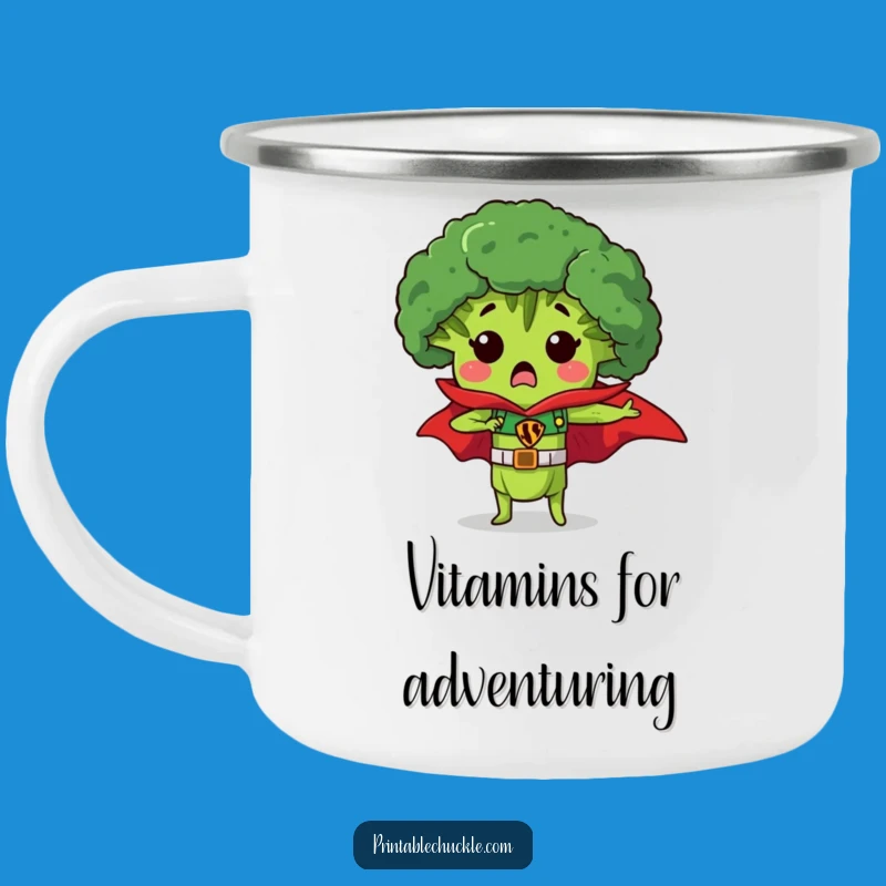 Funny Broccoli Superhero Camp Mug - Hilarious Outdoor Hero