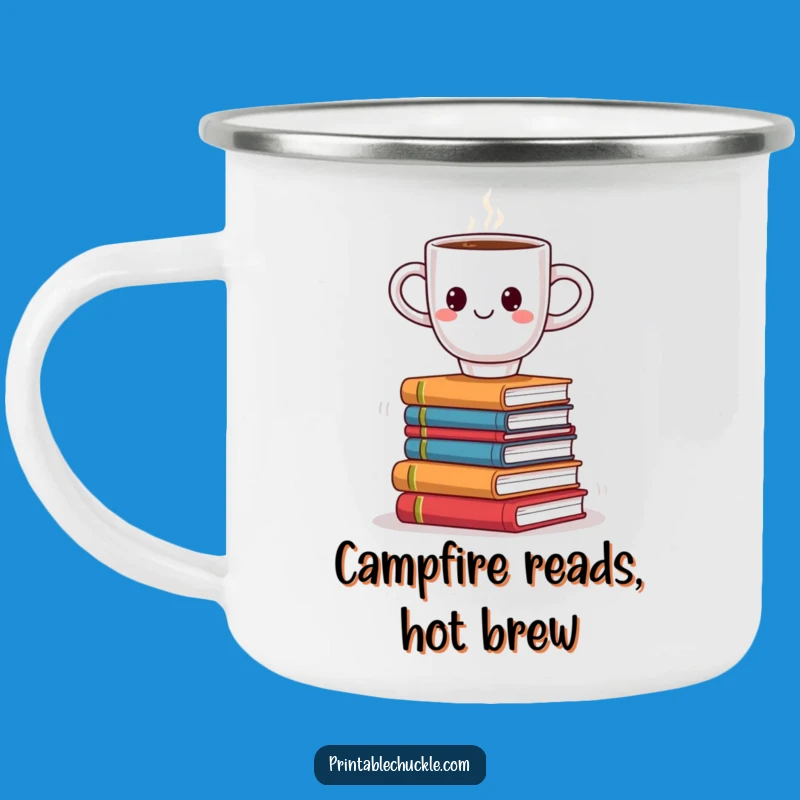 Funny Coffee Book Balance Camping Mug: Durable Mug with Smiling Cup for Outdoor Reading