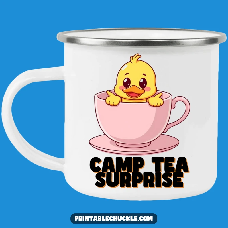 Funny Duck in Teacup Camping Mug: Enjoy Cozy Camp Laughs, Perfect Outdoor Funny Gift
