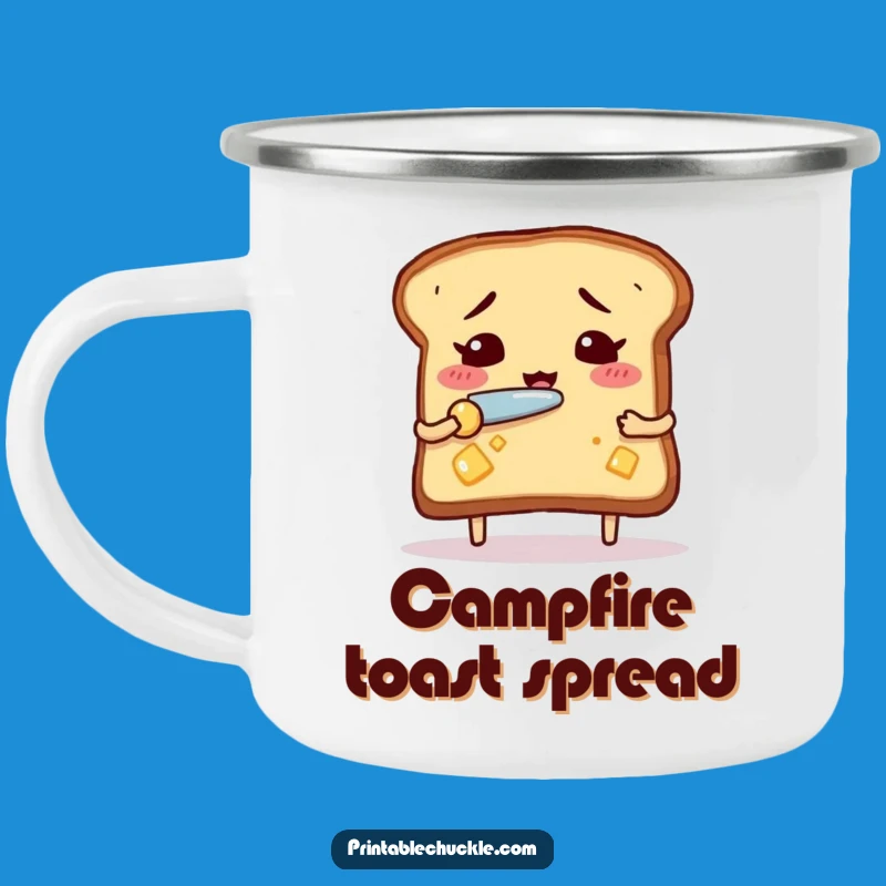 Funny Nervous Toast Camping Mug: Sip Breakfast with Hilarious Anxiety