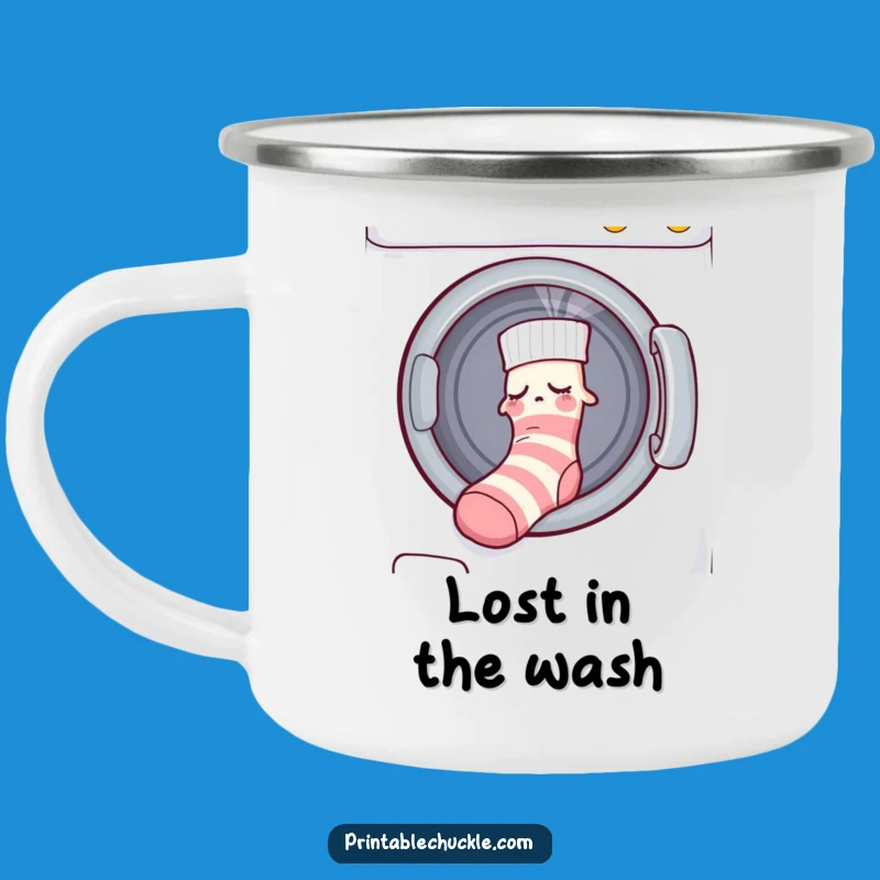 Funny Sleepy Sock Dryer Camping Mug: Adventures in Laundry