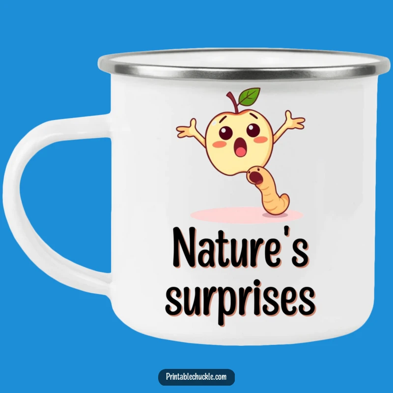 Funny Apple Worm Dodge Camping Mug - Surprise Campfire Fun