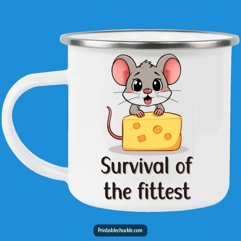 Funny Mouse Chasing Cheese Camping Mug: Snack Time Fun, Perfect Gift