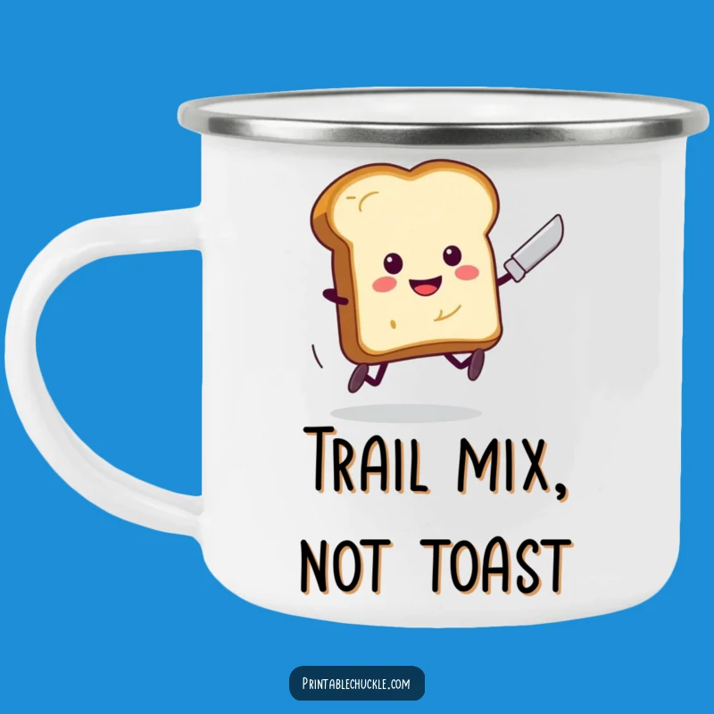 Funny Toast Running Butter Knife Camping Mug - Hilarious Breakfast Escape Enamel Mug, Great Funny Gift