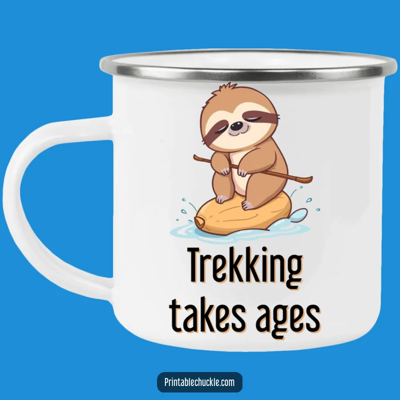 Funny Sloth Skiing Camping Mug: Adventure with Hilarious Slowness