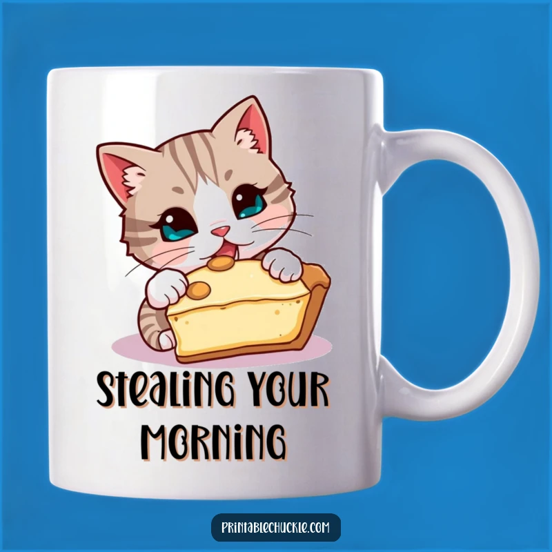 Funny Mischievous Cat Pie Mug, Hilarious Dessert Thief Funny Gift
