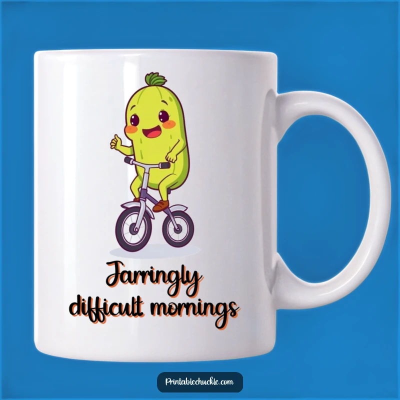 Funny Pickle Unicyclist Mug: Hilarious Effort for Your Morning Brew!