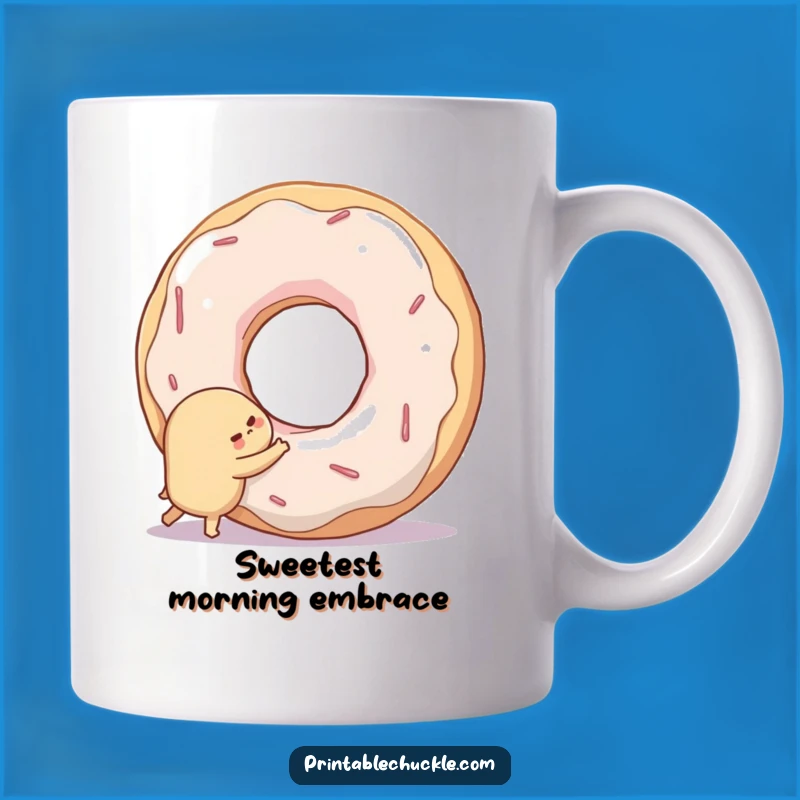 Funny Shy Donut Hugging Doughnut Hole Mug - Sweet Friendship Gift