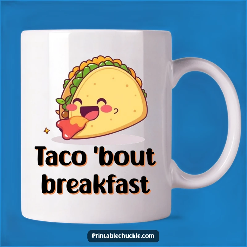 Funny Smiling Taco Devouring Taco Mug, Foodie Glee Gift