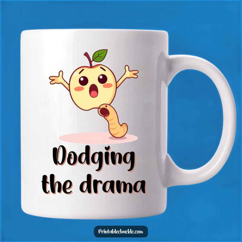 Funny Surprised Apple Worm Dodge Mug - Hilarious Healthy Scare Gift