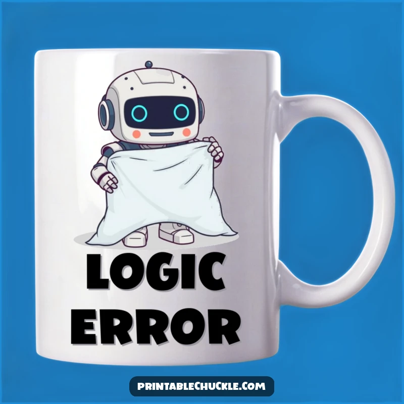 Funny Clumsy Robot Fitted Sheet Mug - Household Chore Humor, Perfect Funny Gift