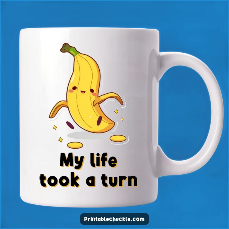 Funny Banana Peel Pratfall Mug: Hilarious Slipping Cartoon Perfect Gift Idea