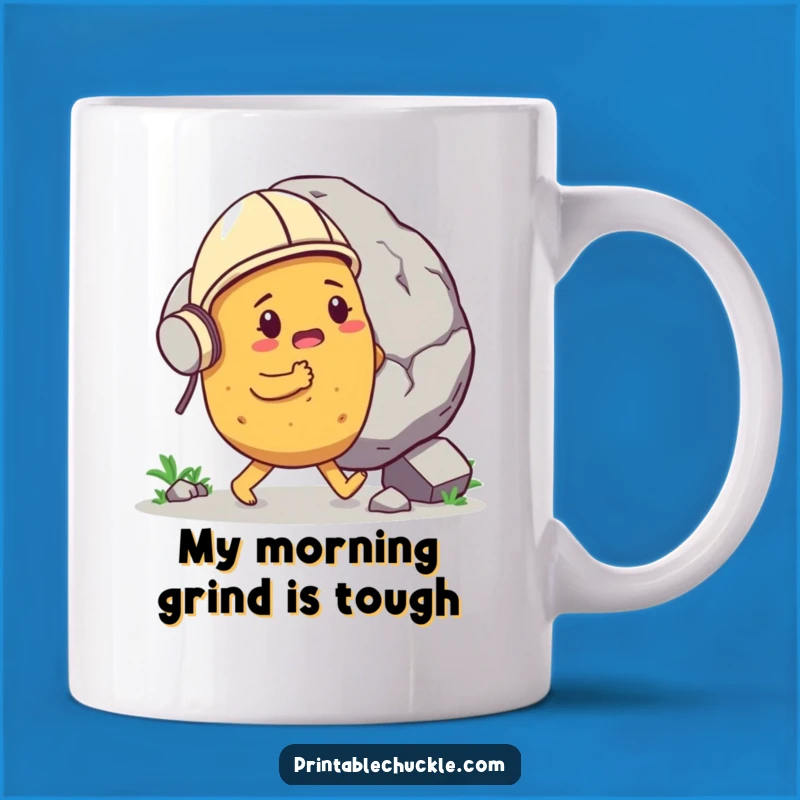 Funny Determined Potato Boulder Push Mug - Inspirational Strength Gift