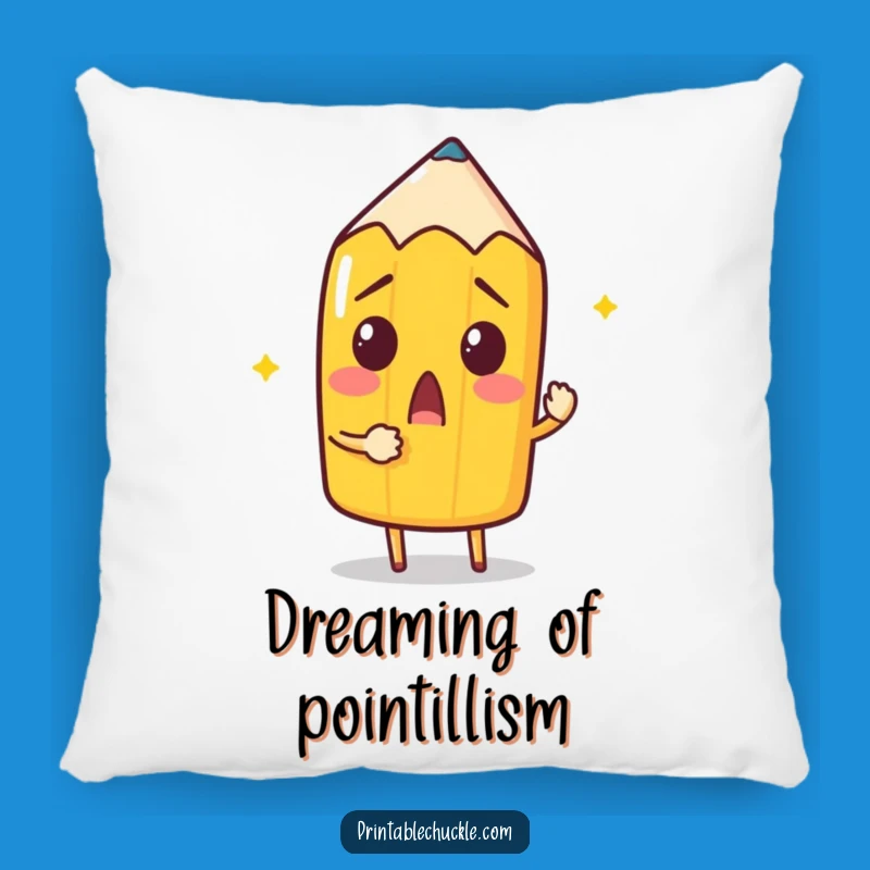 Funny Pencil Self-Portrait Pillow: Cozy Artist Comfort, Quirky Funny Gift