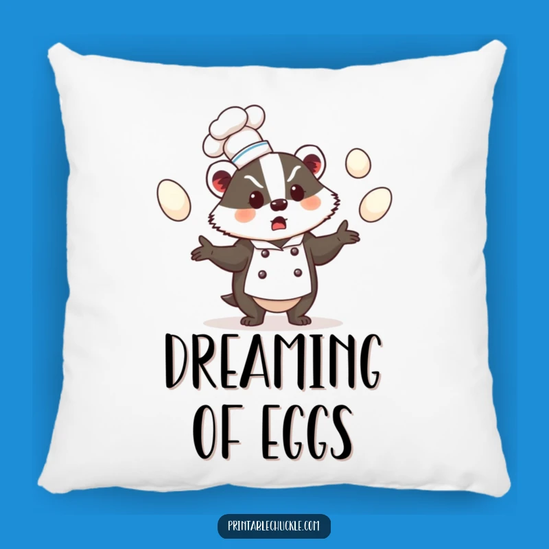Funny Badger Chef Pillow, Cozy Kitchen Companion Funny Gift Throw Pillow