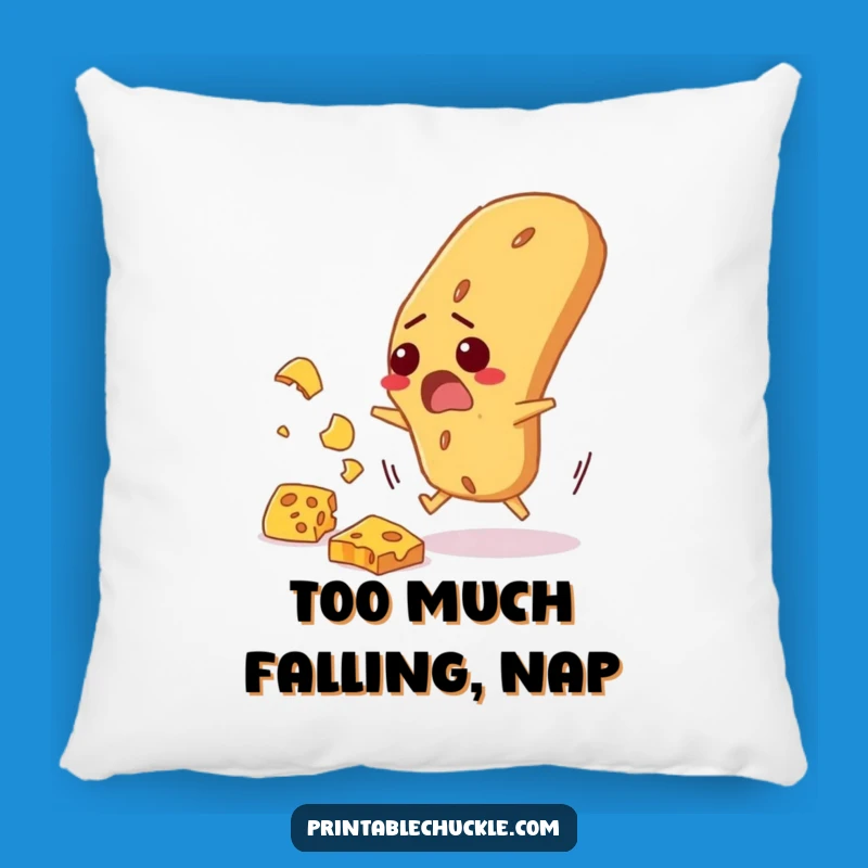 Funny Baguette Cheese Dodge Pillow: Cozy Cushion with Startled Bread, Humorous Decor
