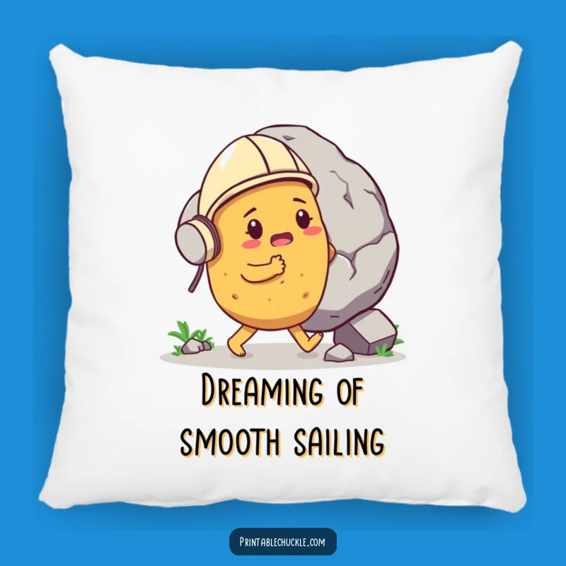 Funny Determined Potato Boulder Push Pillow - Cozy & Comedic Support