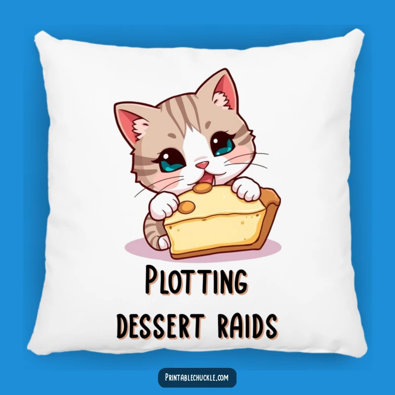 Funny Mischievous Cat Pillow, Cozy Pie Lover Funny Gift Throw Pillow