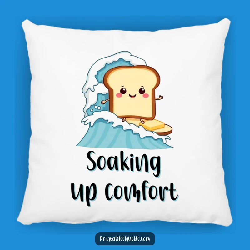 Funny Surfing Toast Pillow, Cozy Breakfast Companion Funny Gift Throw Pillow