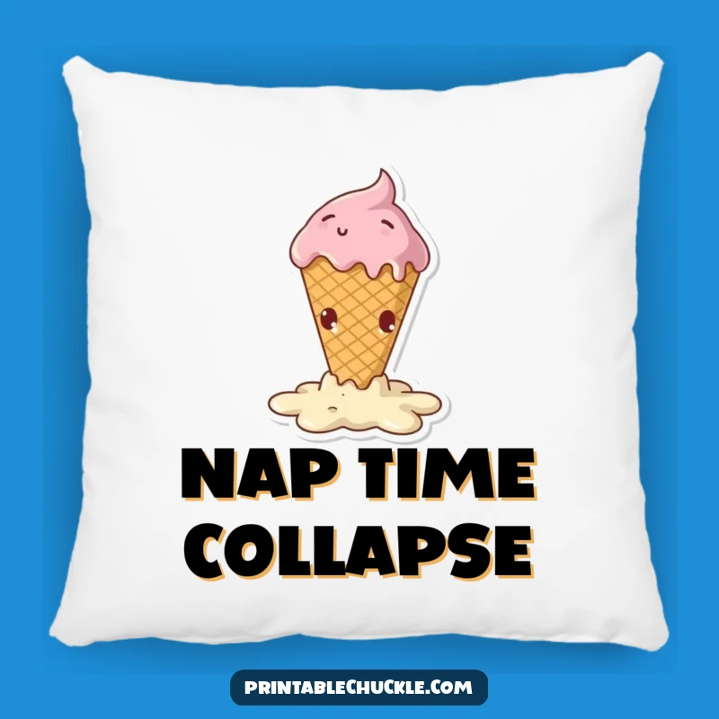 Funny Melting Ice Cream Cone Pillow - Cozy Dramatic Fall Cushion, Perfect Funny Gift