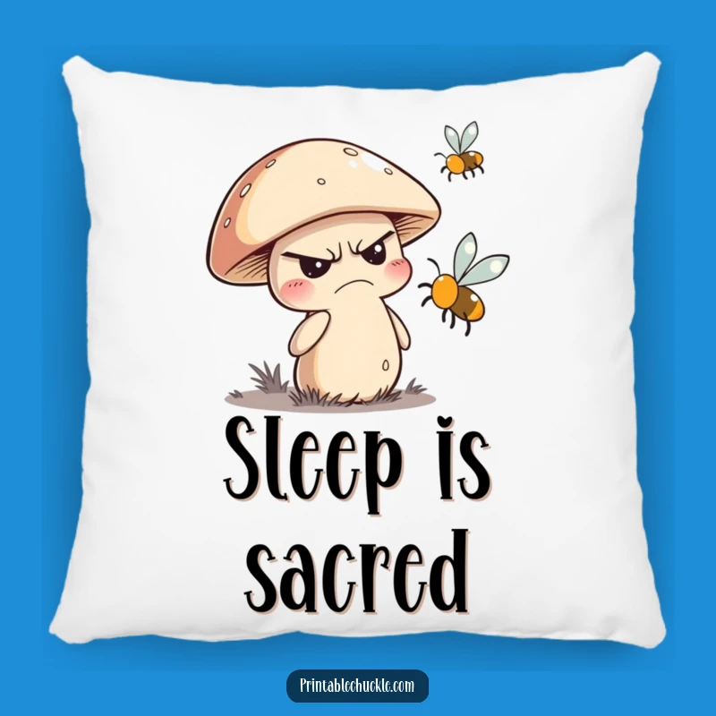 Funny Grumpy Mushroom Pillow: Comfy Grumpy Accent