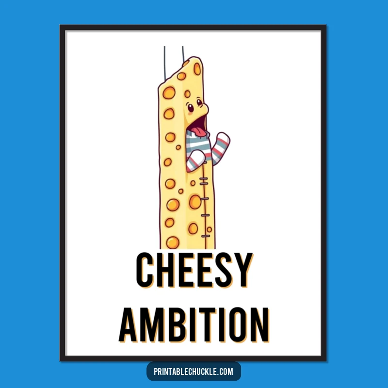 Funny Cheese Skyscraper Sock Puppet Digital Art: Instant Determined Climber Print
