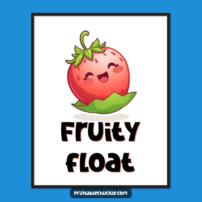 Funny Strawberry Floating Digital Art - Instant Cheerful Decor for Your Space!