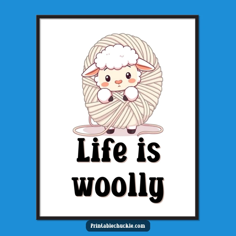 Funny Confused Sheep Yarn Digital Art - Instant Cozy Decor Gift