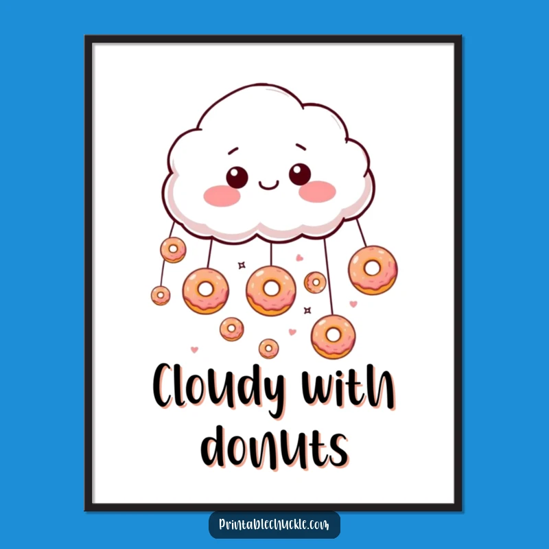 Funny Donut Rain Cloud Digital Art: Instant Sweet Decor, a Hilarious and Funny Gift