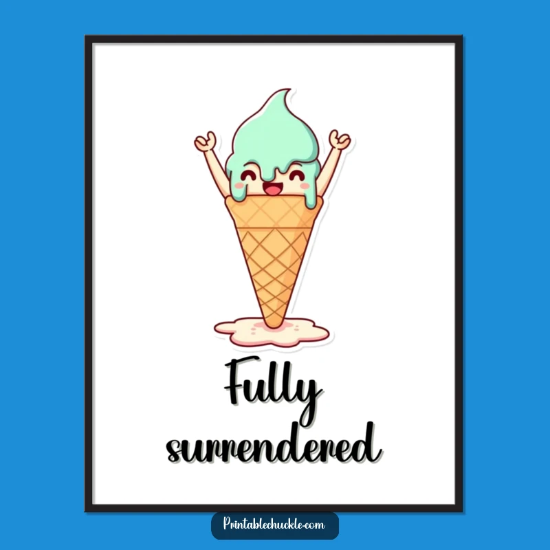 Funny Melted Ice Cream Cone Digital Print - Instant Sweet Wall Art!