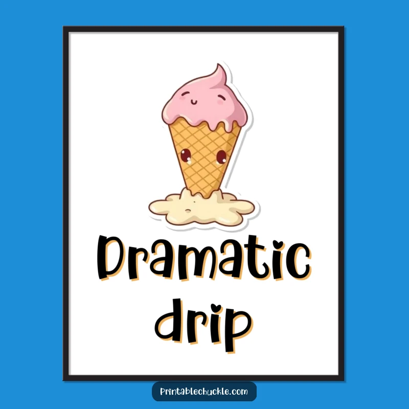 Funny Melting Ice Cream Cone Digital Art - Dramatic Fall Wall Decor, Perfect Funny Gift