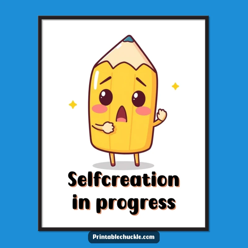 Funny Pencil Drawing Digital Art: Meta Humor Print, Instant Funny Gift