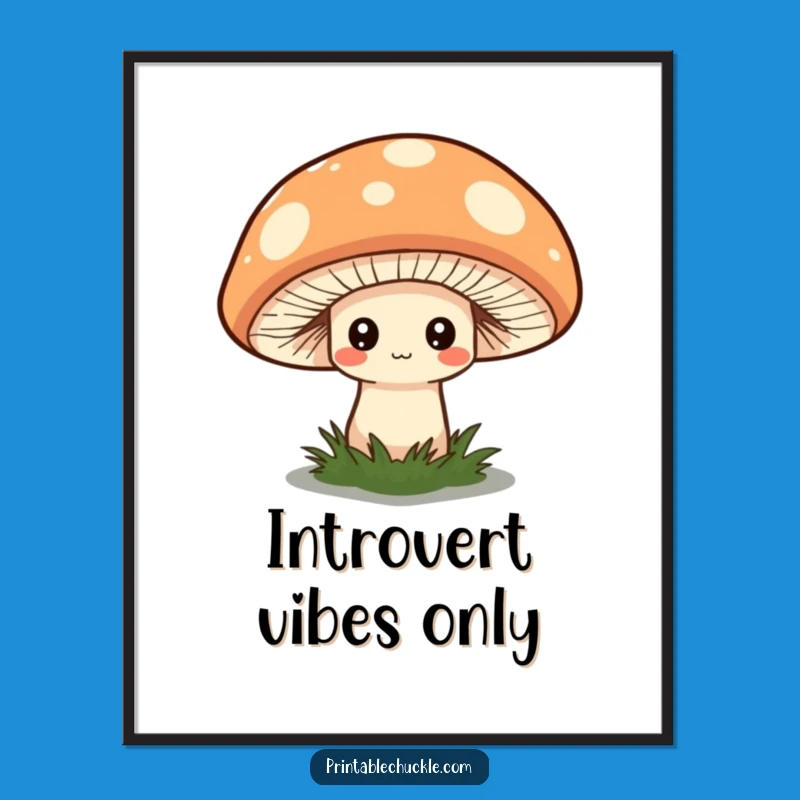 Funny Shy Mushroom Hat Digital Print - Instant Whimsical Wall Art!