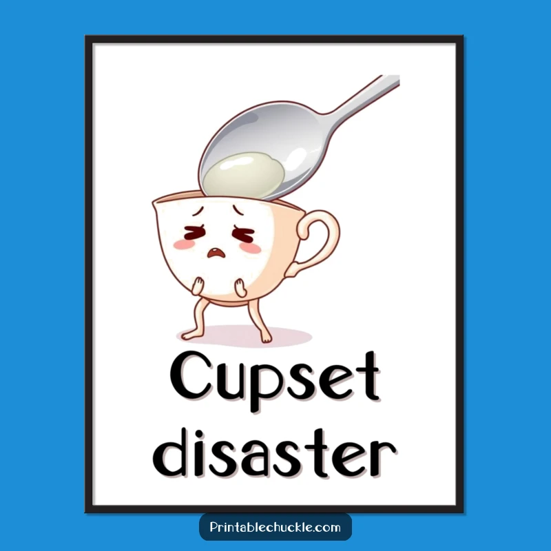 Funny Teacup Digital Art: Instant Comical Kitchen Decor Download