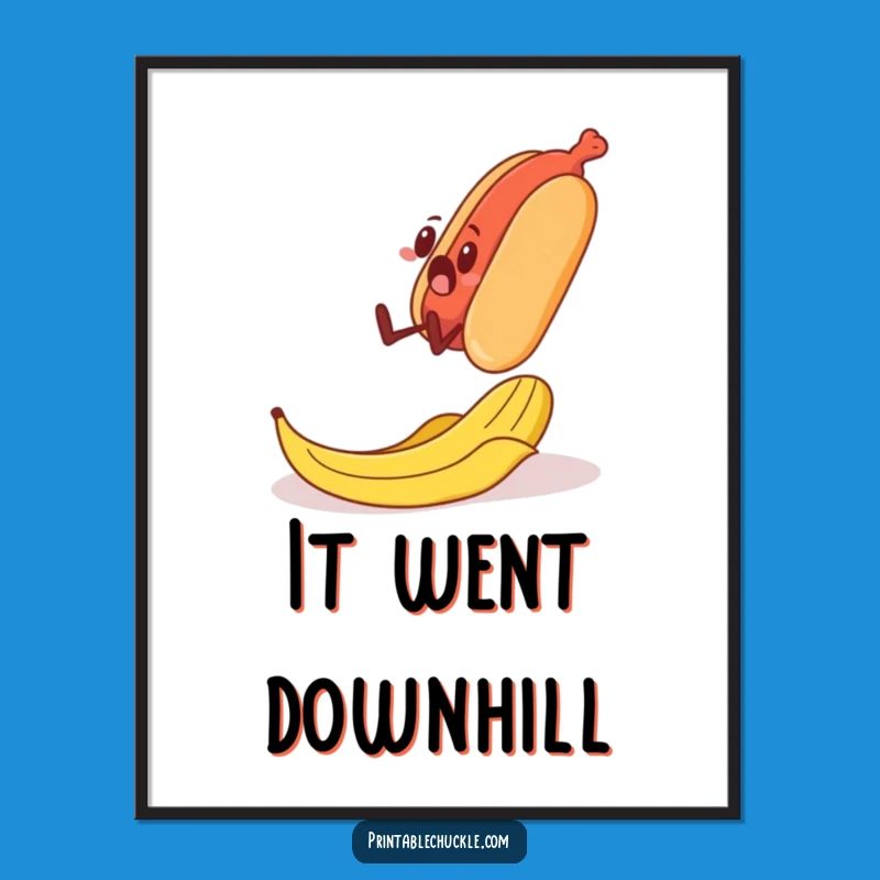 Funny Banana Peel Hot Dog Digital Art: Instant Hilarious Decor