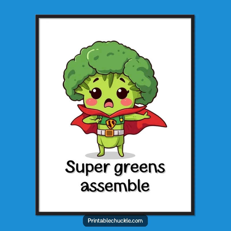 Funny Broccoli Superhero Print - Instant Heroic Decor