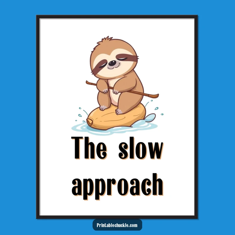 Funny Sloth Skiing Digital Art: Hilarious Downloadable Decor