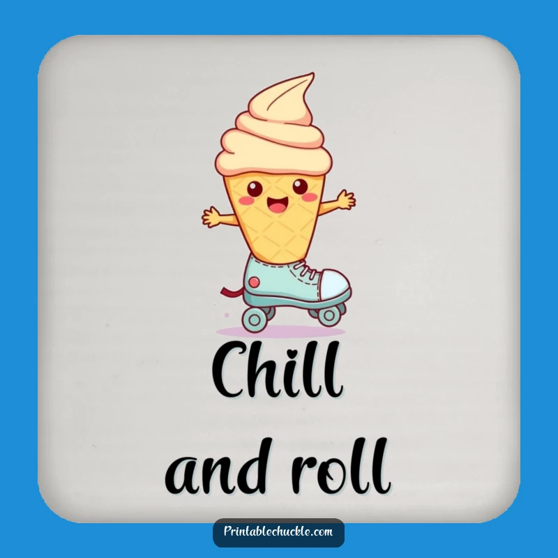 Funny Wobbly Ice Cream Roller Skate Drink Coaster - Hilarious Dessert Protector, Charming Funny Gift