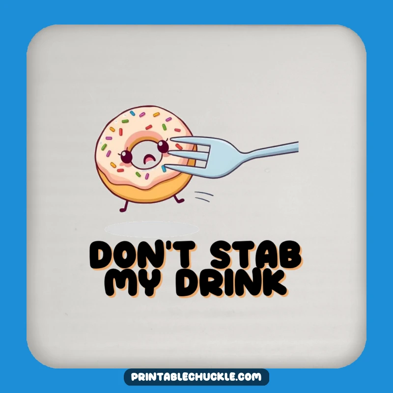 Funny Donut Fork Chase Coaster - Protect Surfaces Humorously