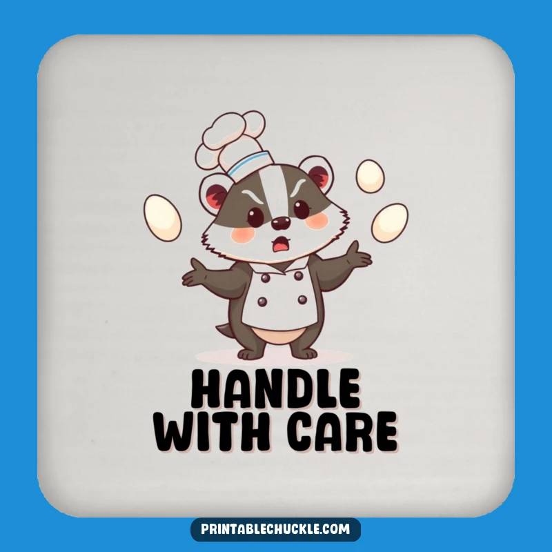 Funny Badger Chef Coaster, Kitchen Juggling Funny Gift Accessory