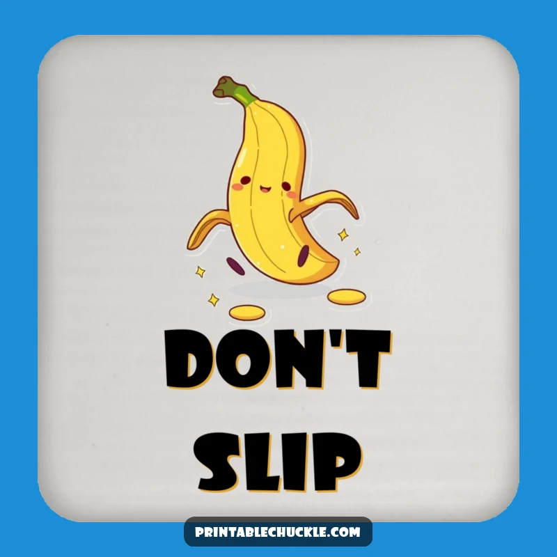 Funny Banana Peel Pratfall Coaster: Protect Surfaces with Humorous Slipping Art
