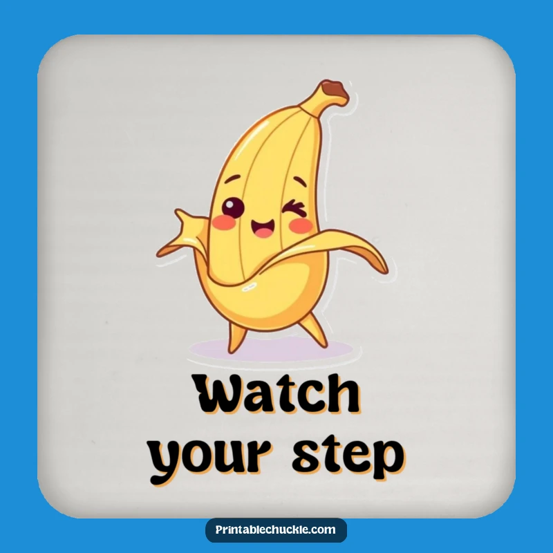 Funny Banana Slip Smile Coaster: Protect Surfaces with Cheer