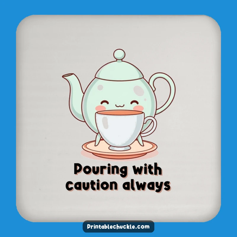 Funny Cheerful Teapot Balancing Teacup Coaster - Protect Surfaces with Charm