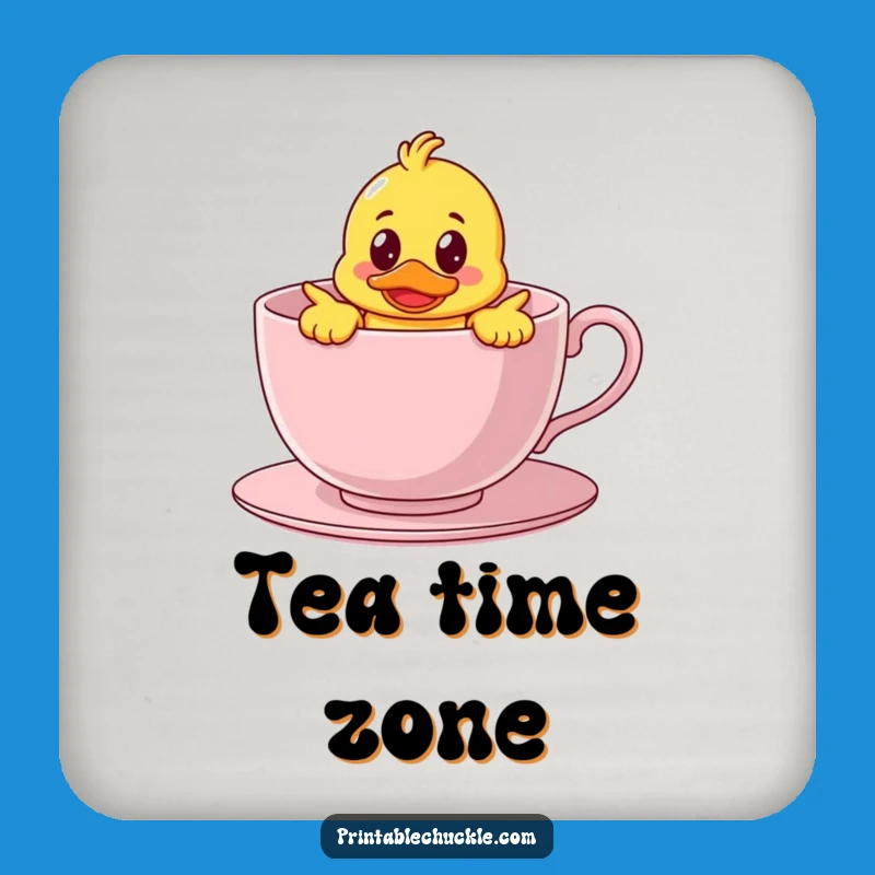 Funny Duck in Teacup Coasters: Protect Surfaces with Adorable Humor, Perfect Gift